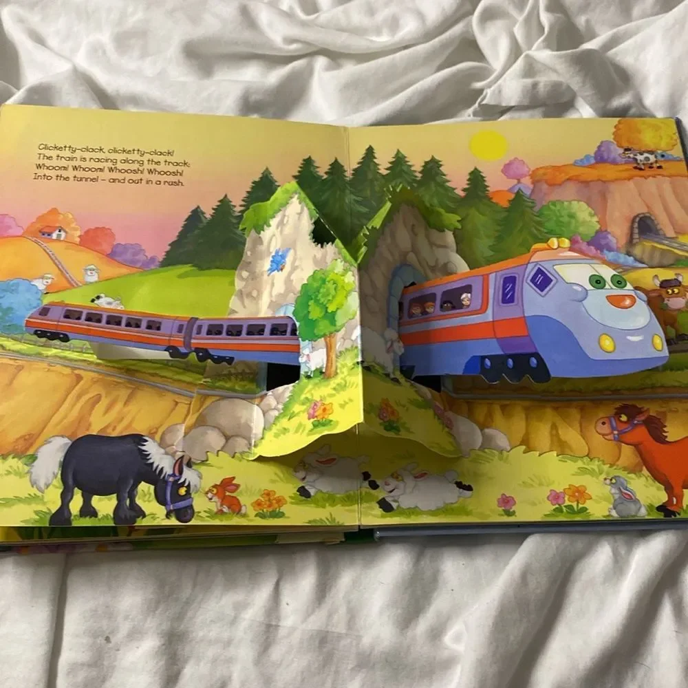 Trains Boats and Planes Interactive Pop-Up Children's Book Educational Transport